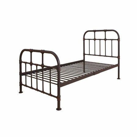 HOMEROOTS Industrial Pipe Design Twin Bed Frame, Sandy Gray 374292